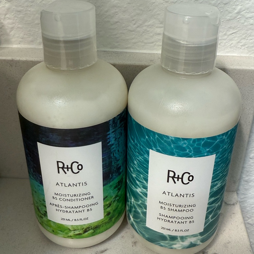 R+Co Atlantis Moisturizing B5 Shampoo and Conditioner - Black and Teal